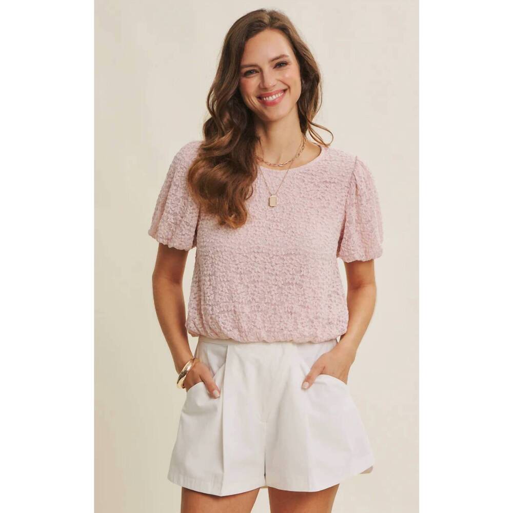 NEW IN FEBRUARY be still bubble puff sleeve top in light pink